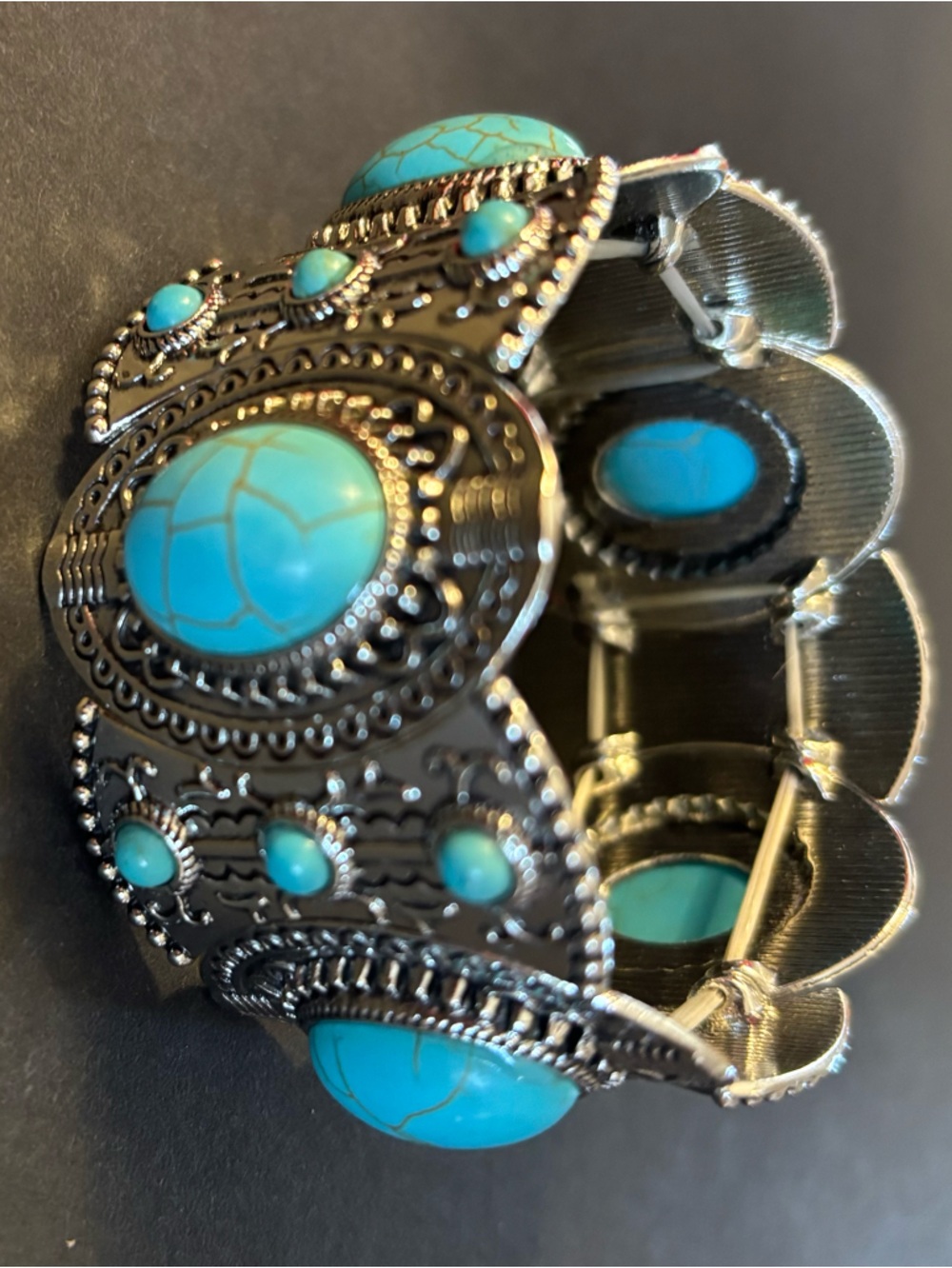 BOHO VINTAGE Southwest STYLE Turquoise Stone Bracelet - Picture 2 of 3
